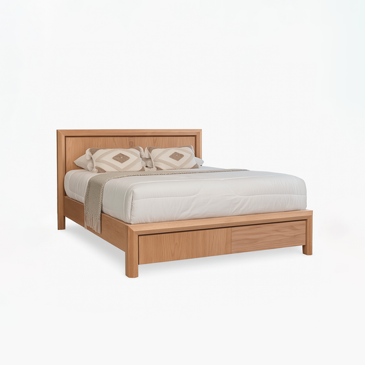 Cama Andina en Madera Natural – Diseño Artesanal de Estilo Rústico Moderno