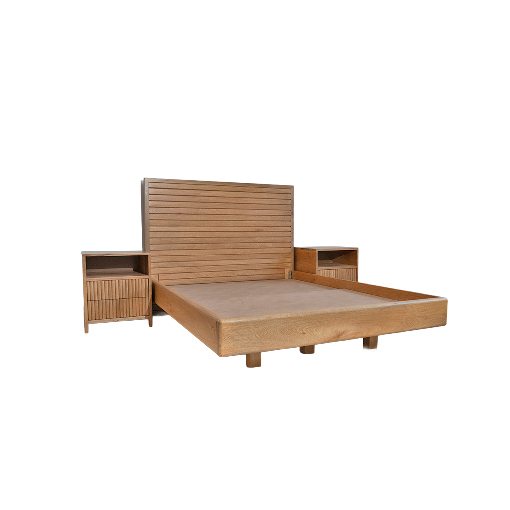 Cama Bahía con Nocheros en Madera Natural | Diseño Moderno y Funcional