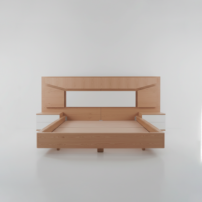 Cama Catedral en Madera Natural – Diseño Artesanal Imponente y Atemporal