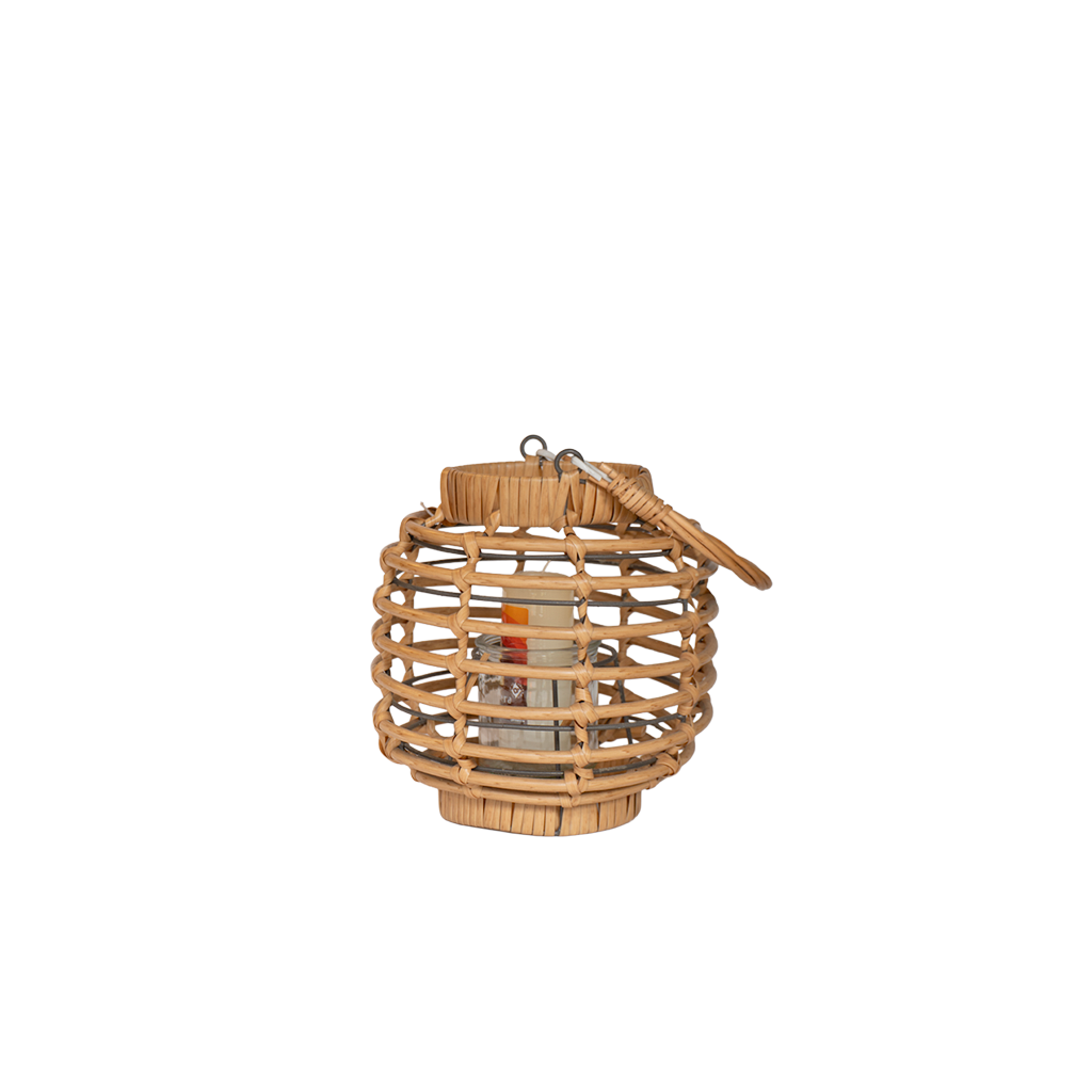 Candelabro Artesanal Pequeño | Portavelas en ratán natural