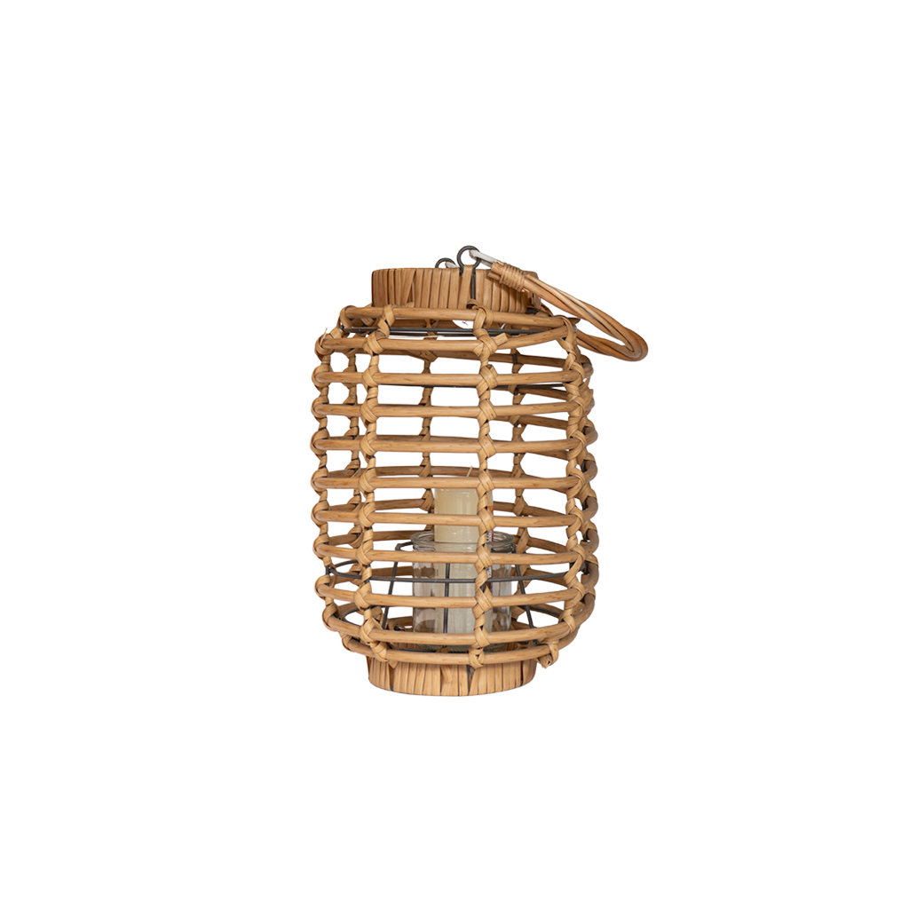 Candelabro Artesanal Mediano | Decoración con vela en ratán natural