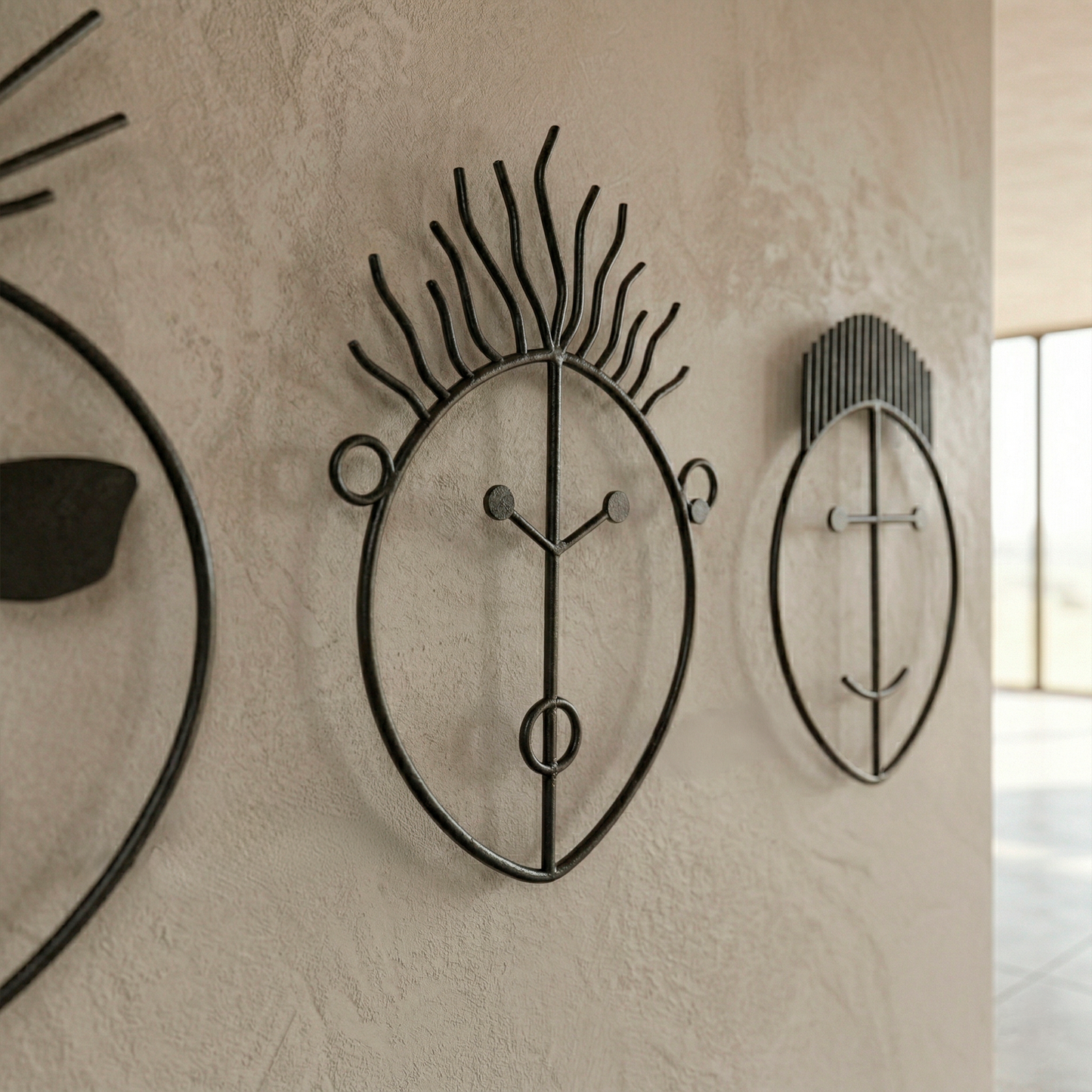 Caras Modernas en Metal | Figuras decorativas de pared estilo contemporáneo