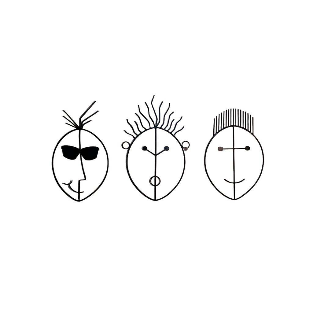 Caras Modernas en Metal | Figuras decorativas de pared estilo contemporáneo