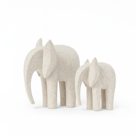 Set de Elefantes Decorativos Minimalistas en Acabado Piedra – Decoración Moderna