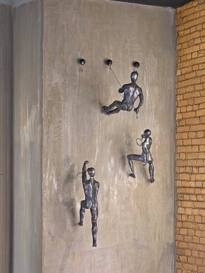 Set X3 Escaladores Decoración Pared | Escultura de Hombres en Resina