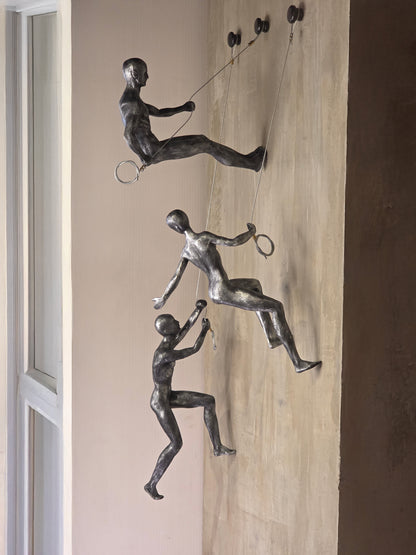Set X3 Escaladores Decoración Pared | Escultura de Hombres en Resina