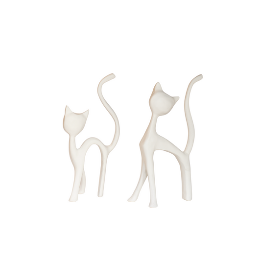Set de Gatos Abstractos | Figuras decorativas en cerámica blanca