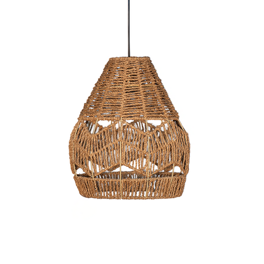 Lámpara Tejida Cónica | Artesanal en fibra natural color miel