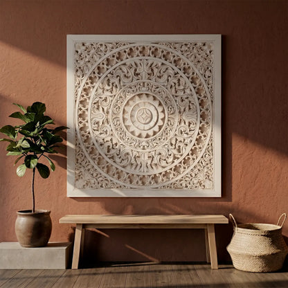 Panel decorativo de madera blanca para interiores modernos en Medellín.