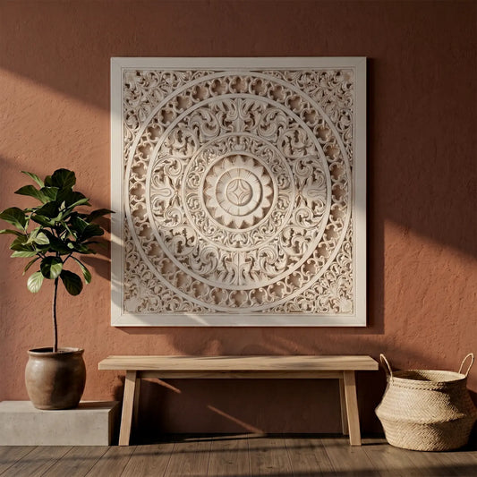 Panel decorativo de madera blanca para interiores modernos en Medellín.