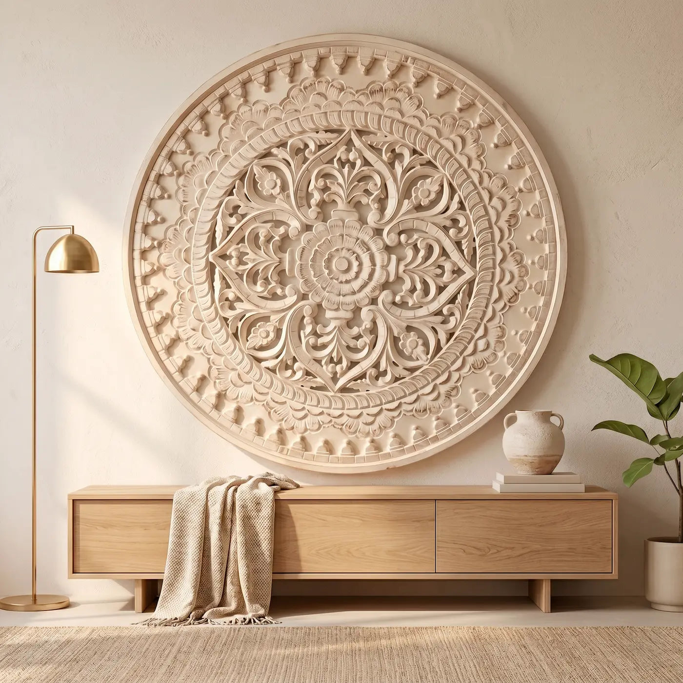 Mandala Circular Tallada a Mano en MDF | Diseño Esencia de los Andes