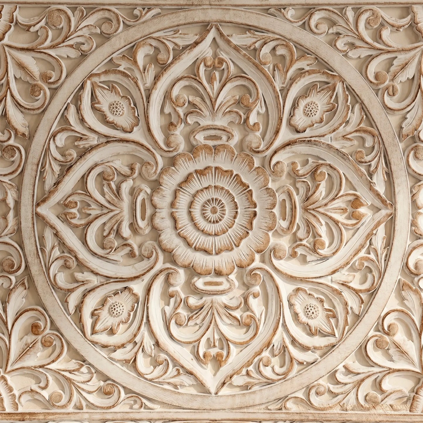 Mandala Rectangular Tallada a Mano en MDF | Diseño Ornato Horizontal
